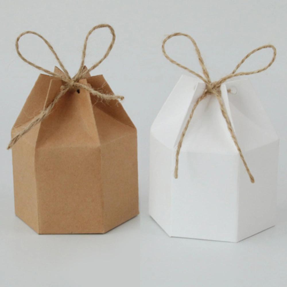 50Pcs Wedding Valentine Kraft Paper Package Boxes Lantern Hexagon Candy Cases