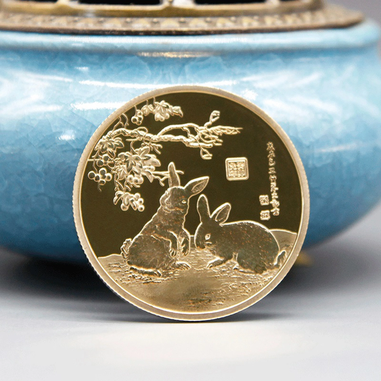 Microscopic Carving Exquisite Round Commemorative Coin 2023 Chinese Zodiac Rabbit Souvenir Coin for Collectors