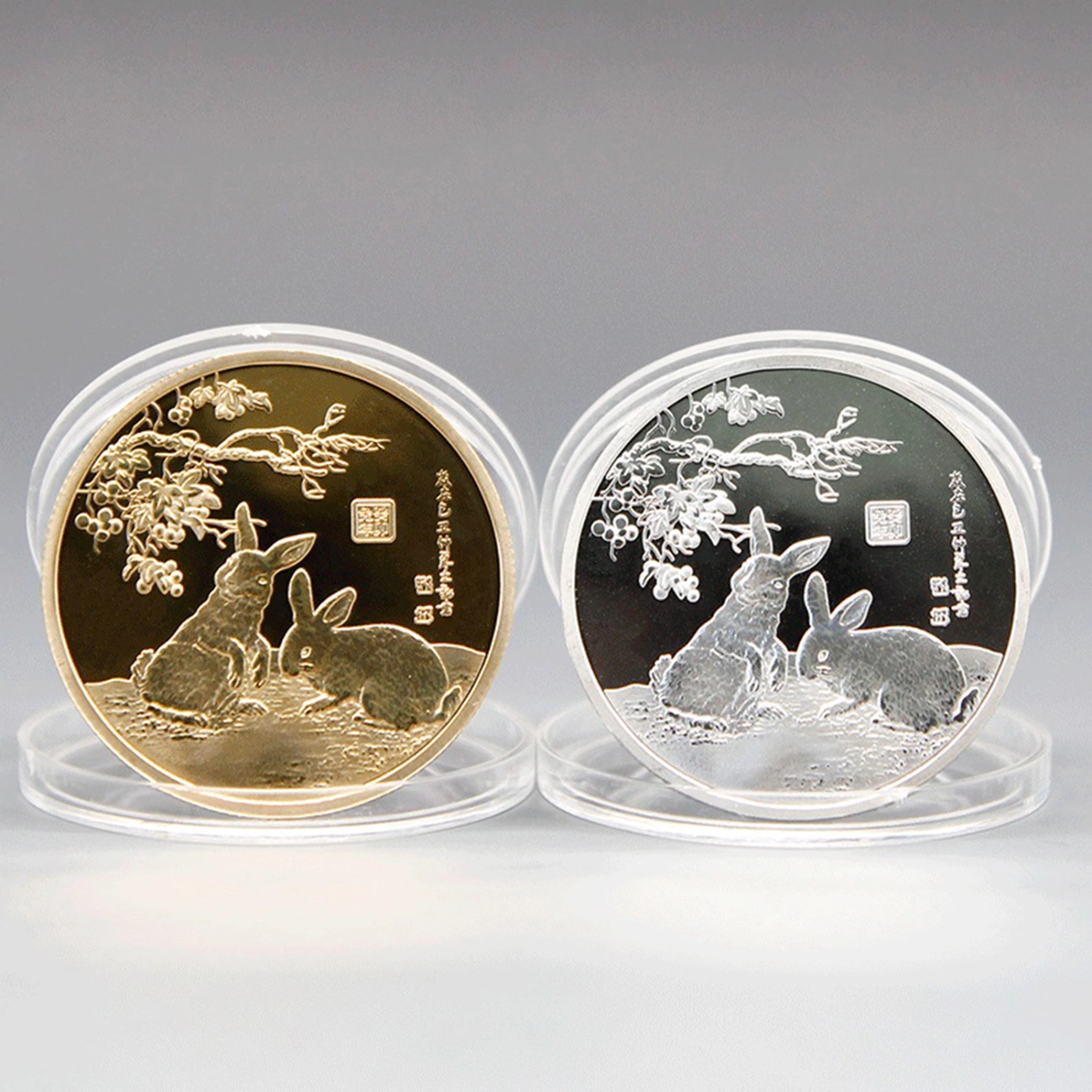 Microscopic Carving Exquisite Round Commemorative Coin 2023 Chinese Zodiac Rabbit Souvenir Coin for Collectors