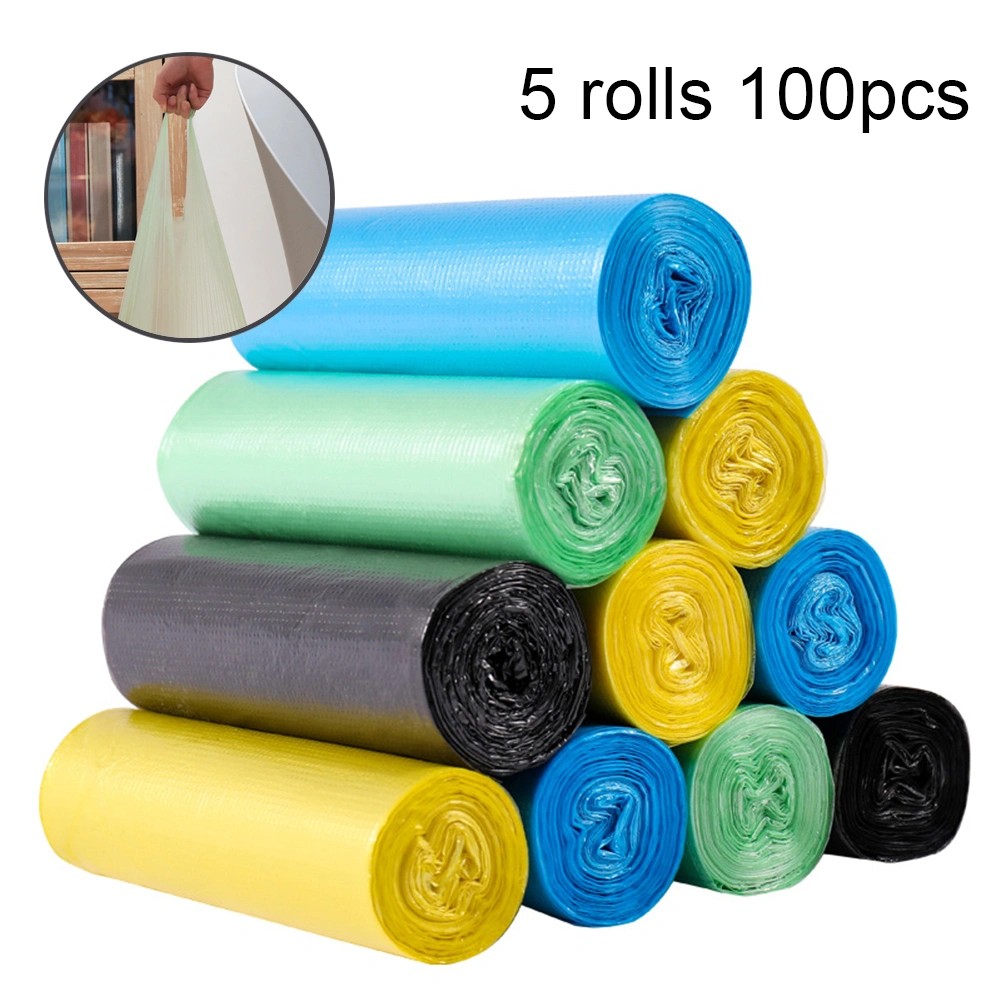 100Pcs/5 Roll Disposable Home Hotel Thick Trash Holder Rubbish Pouch Garbage Bag