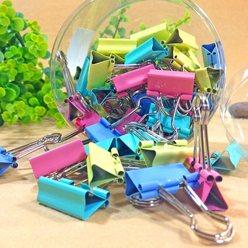 1 Tub Assorted Color Metal Paper Clamps Office Document File Ticket Binder Clips