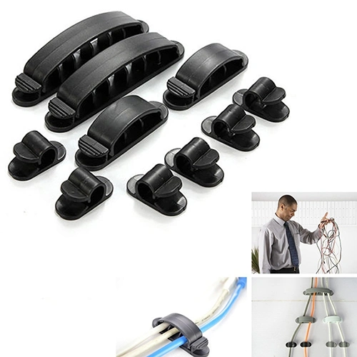 10 Pcs Plastic Cable Clips Cord Wire Line Organizer Ties Fixer Fastener Holder