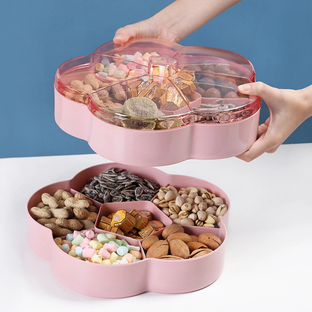 1/2-Tier Flower Shape Candy Box Fruit Nuts Tray Bowl Snacks Storage Container