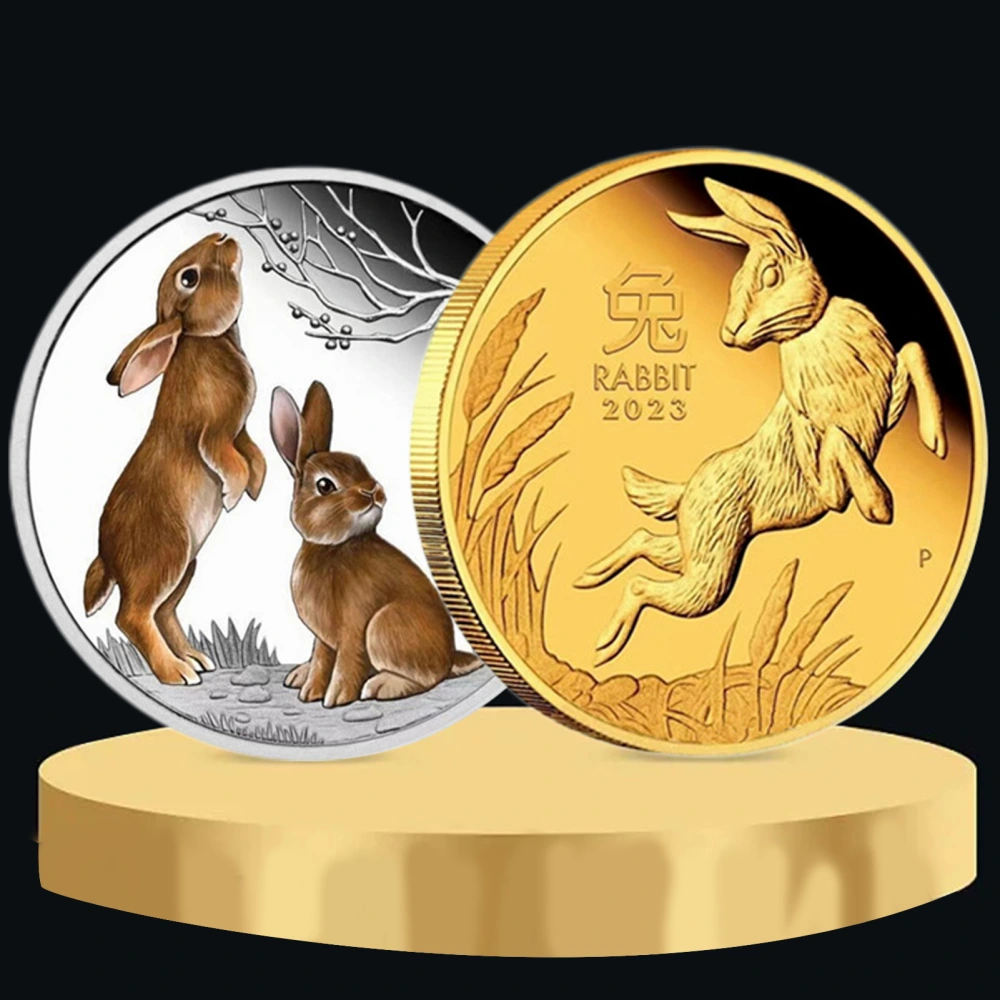 Commemorative Medal Embossment Hobby Collection Metal 2023 Year of The Rabbit Australia Chinese Zodiac Rabbit Medal Household Accessories