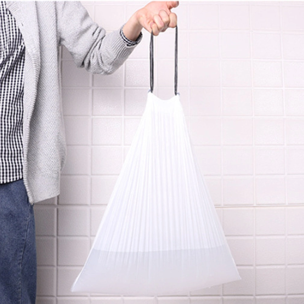 1 Roll Thicken Disposable Drawstring Trash Garbage Bag Kitchen Rubbish Pouch