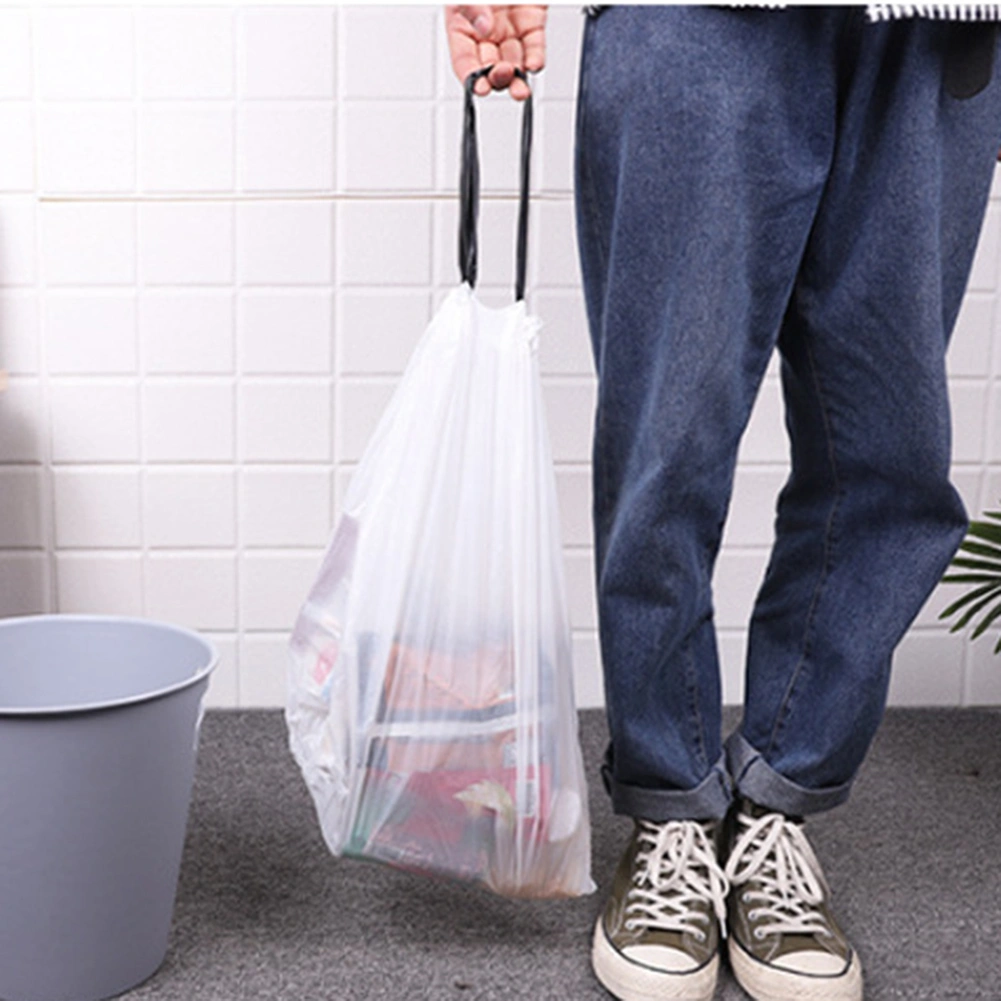 1 Roll Thicken Disposable Drawstring Trash Garbage Bag Kitchen Rubbish Pouch