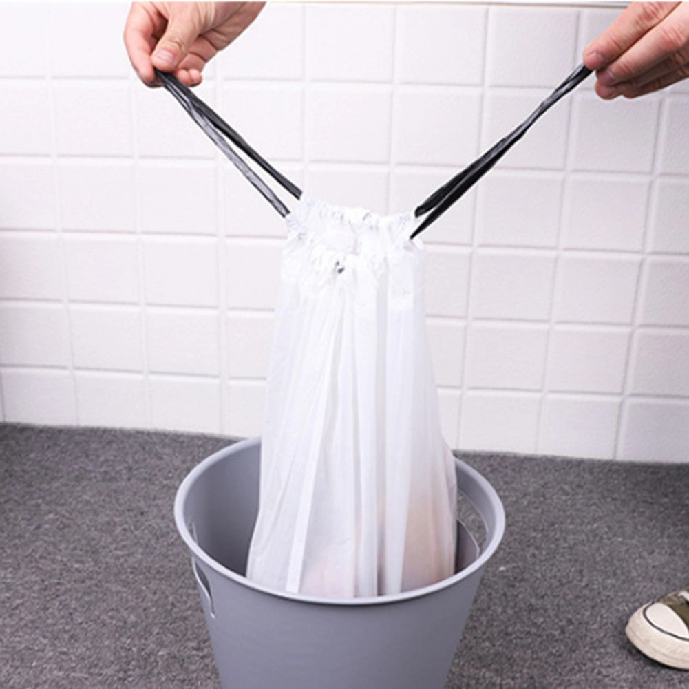 1 Roll Thicken Disposable Drawstring Trash Garbage Bag Kitchen Rubbish Pouch