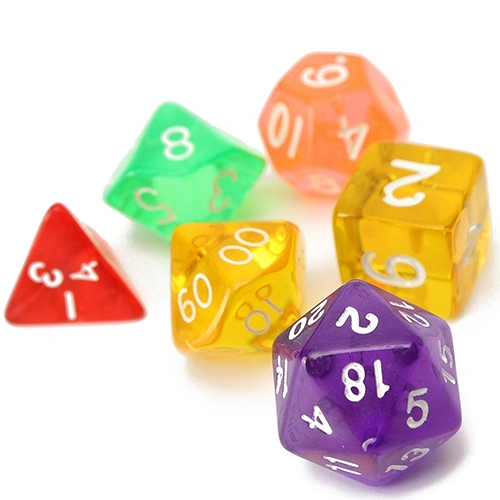 7Pcs/Set Various Sided Dice Role Playing Board Game Props Translucent Dice Set
