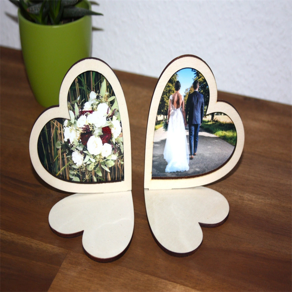 2Pcs Photo Frame Heart-Shaped Couple Photo Display Frame DIY Decorative Photo Frame Rack Valentine's Day Gift