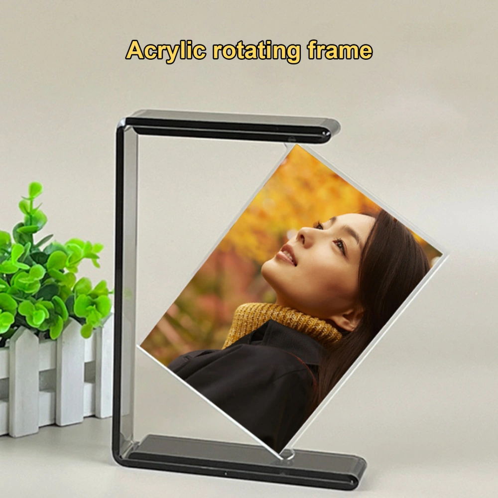 Photo Frame Smooth Surface Transparent Not Easily Broken Acrylic Double Sided Rotating Photo Frame Household