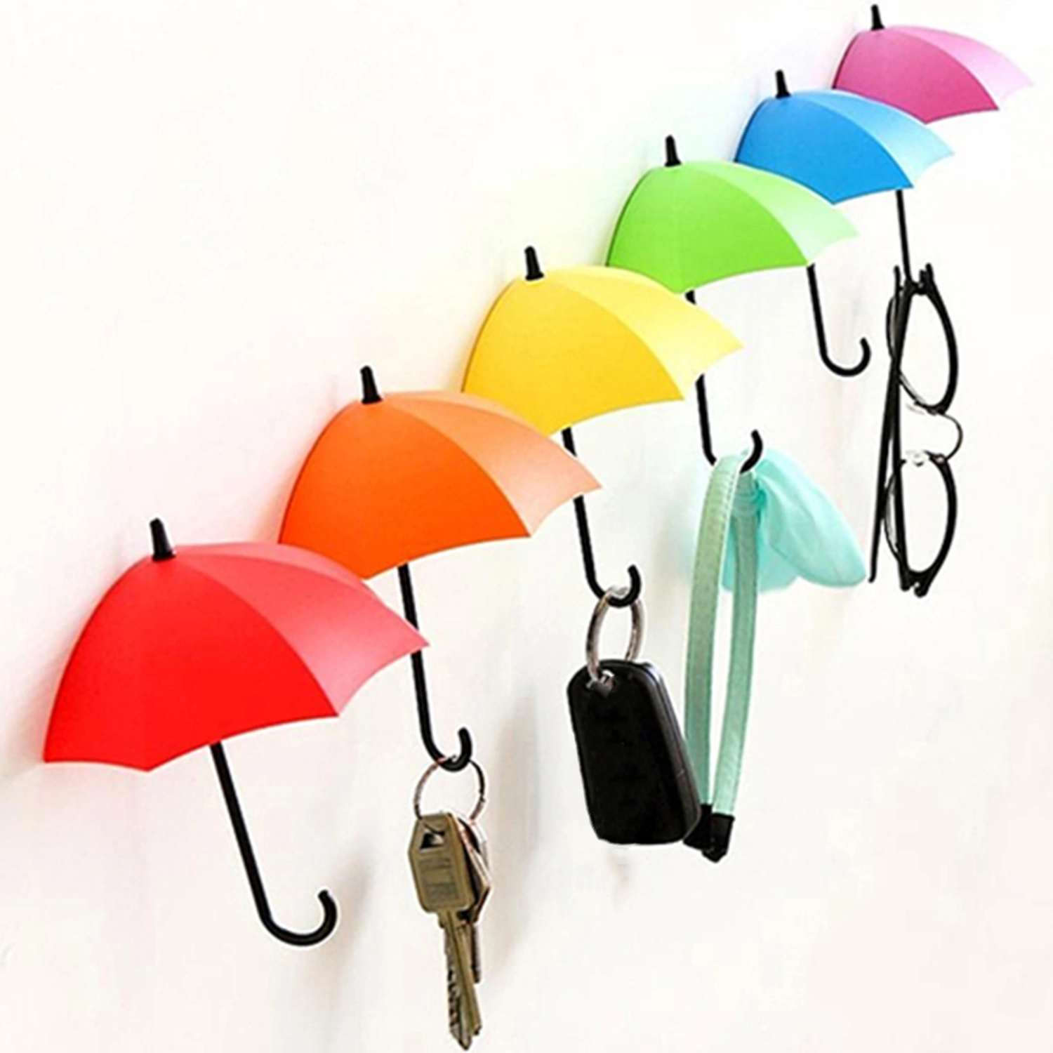 3Pcs Hook Umbrella Shape Self Adhesive Plastic Umbrella Self Adhesive Storage Hook Hanger for Living Room