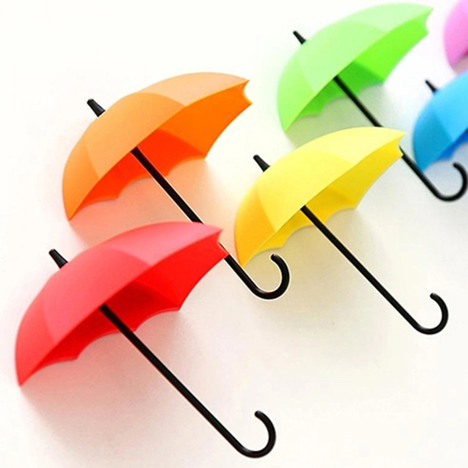 3Pcs Hook Umbrella Shape Self Adhesive Plastic Umbrella Self Adhesive Storage Hook Hanger for Living Room