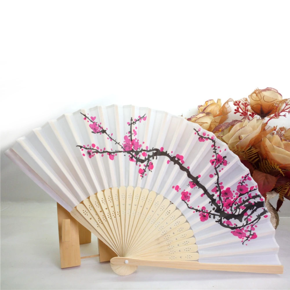 Chinese Traditional Painting Style Plum Blossom Bamboo Folding Hand Fan Gift