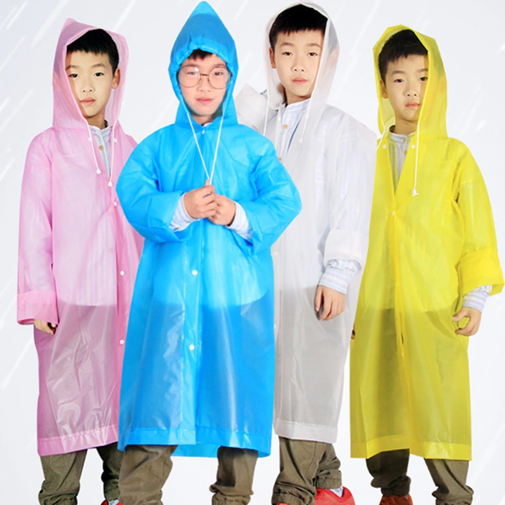 Student Disposable Portable Waterproof Drawstring Hooded Buttons Raincoat Poncho