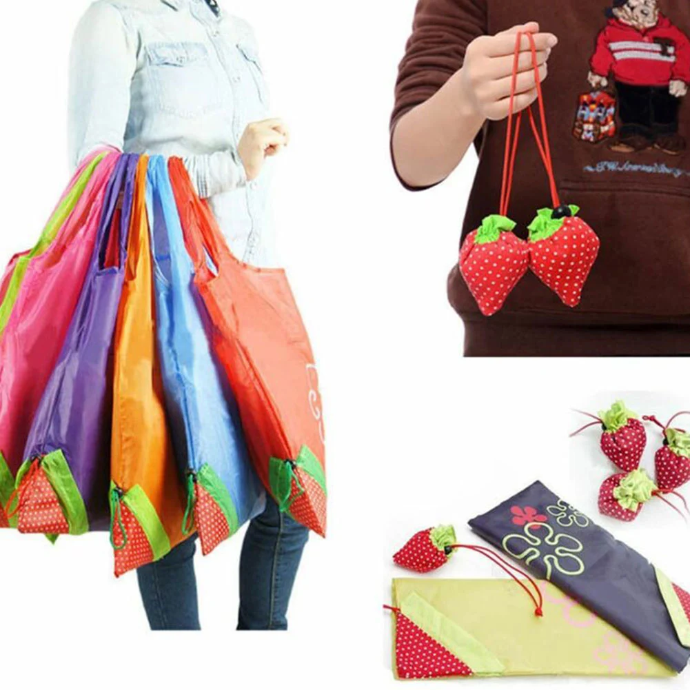 Portable Strawberry Eco-friendly Reusable Handbag Foldable Shopping Tote Bag