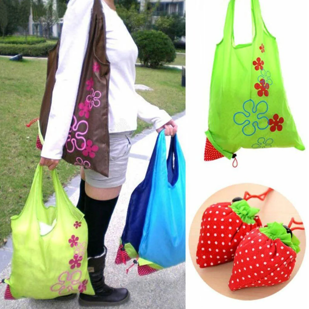 Portable Strawberry Eco-friendly Reusable Handbag Foldable Shopping Tote Bag