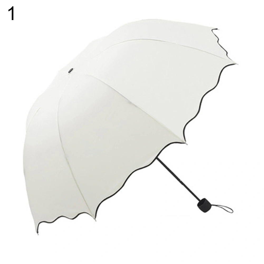 Lovely Women Lotus Leaves Anti UV Dome Parasol Outdoor Sun/Rain Folding Umbrella