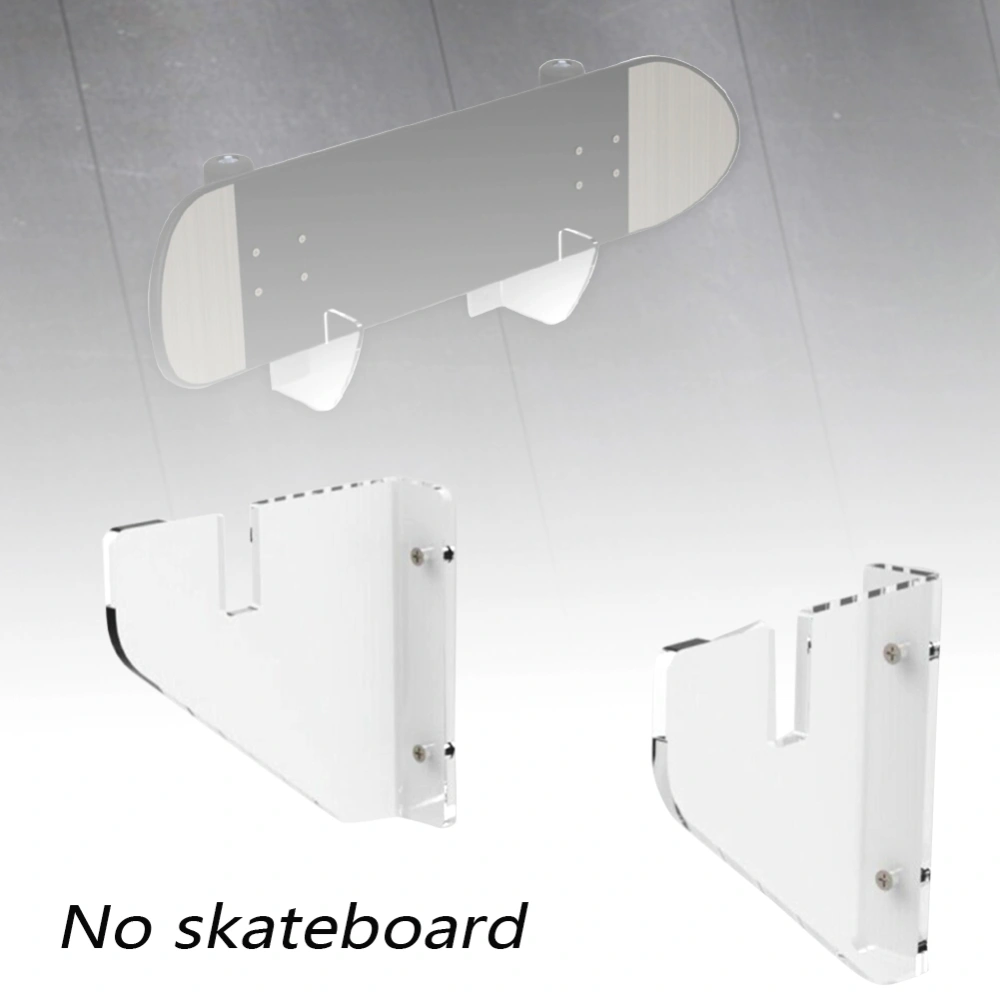 Acrylic Skateboard Longboard Mount Wall Hanging Bracket Holder Display Stand Set