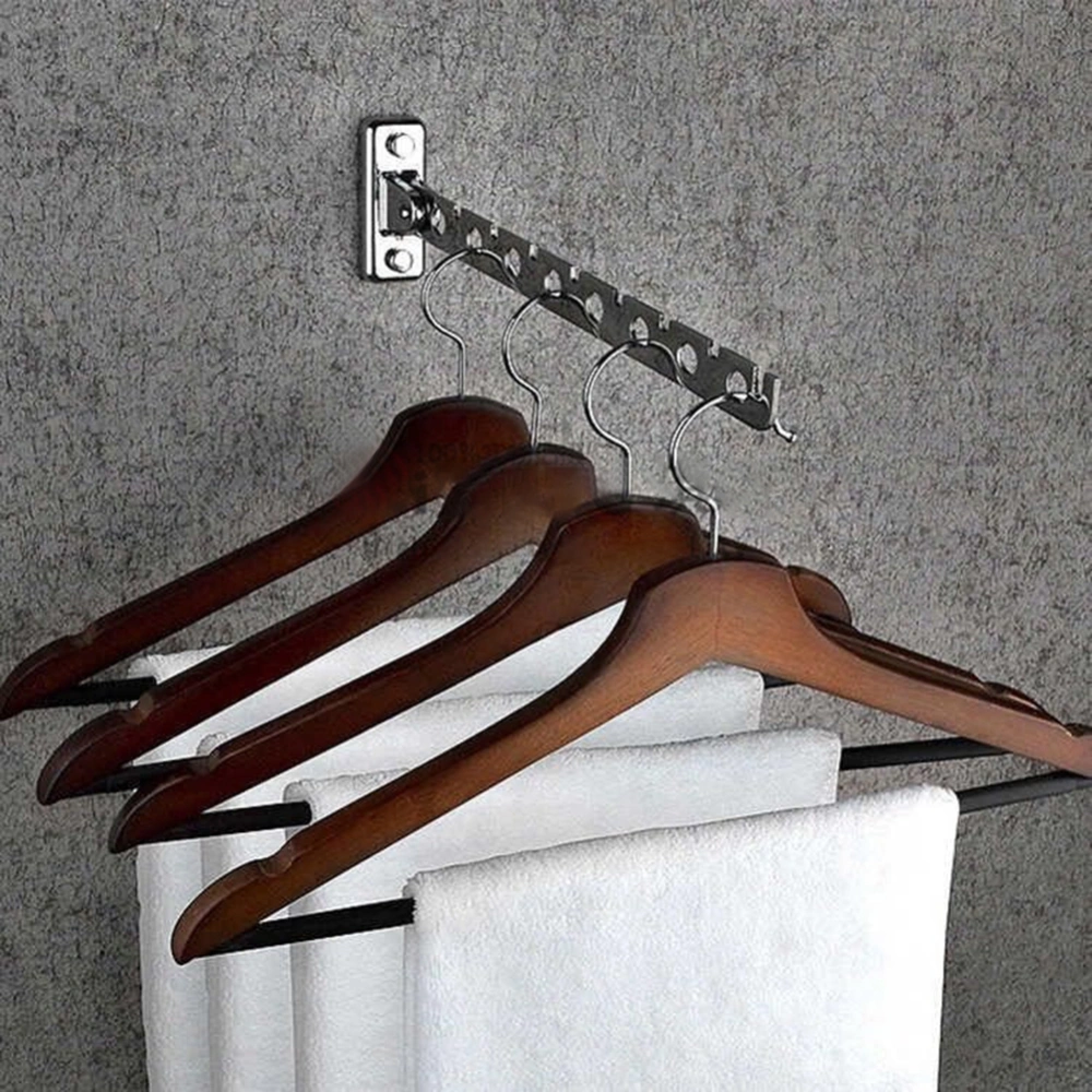 6/8 Holes Foldable Wall Mounted Stainless Steel Clothes Hanger Hook Drying Rack