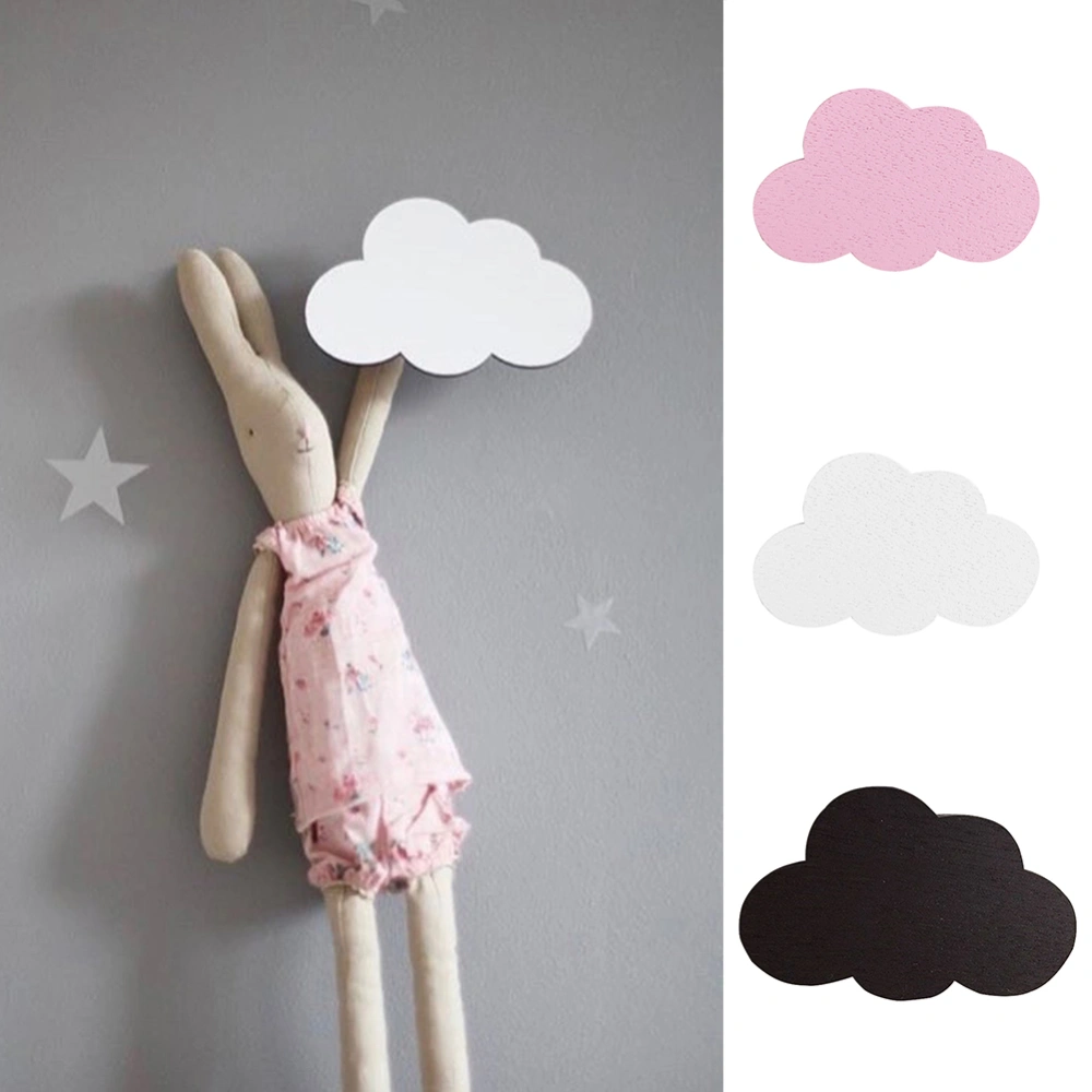 Nordic Style Cartoon Cloud Kids Room Wooden Sticker Wall Hanging Hook Home Decor