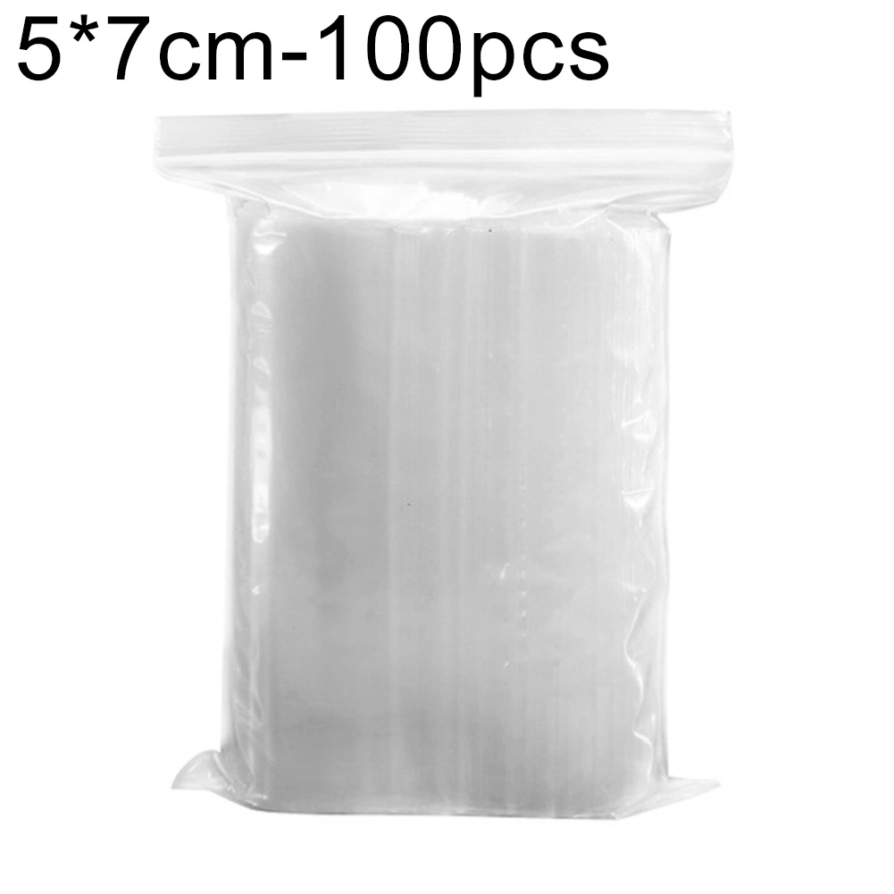 100Pcs Plastic Transparent Reclosable Bags Jewelry Food Snacks Storage Pouch