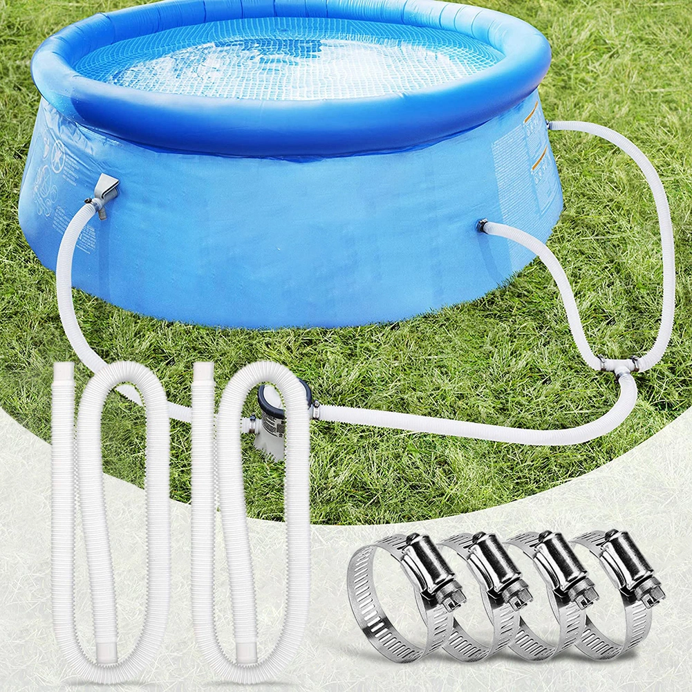 Swimming Pool Filter Pump 1.5m Hose Metal Clamp Replacement Accessory for Intex