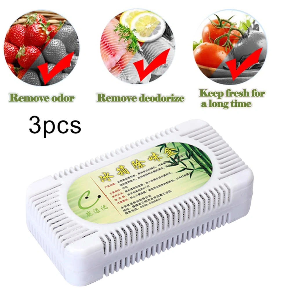 3Pcs Bamboo Charcoal Air Purify Deodorizer Fridge Freezer Closet Deodorant Box