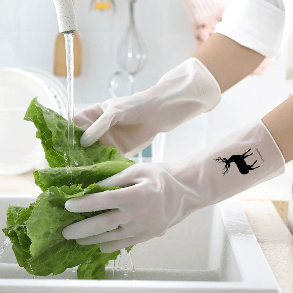 Waterproof Reusable Rubber Protective Household Kitchen Washing Cleaning Gloves