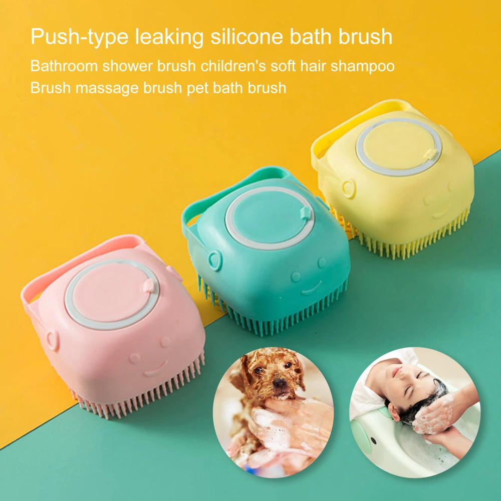 Deep Cleansing Bath Brush Safety Handle Silicone Massage Comb with Shampoo Box for Bathroom