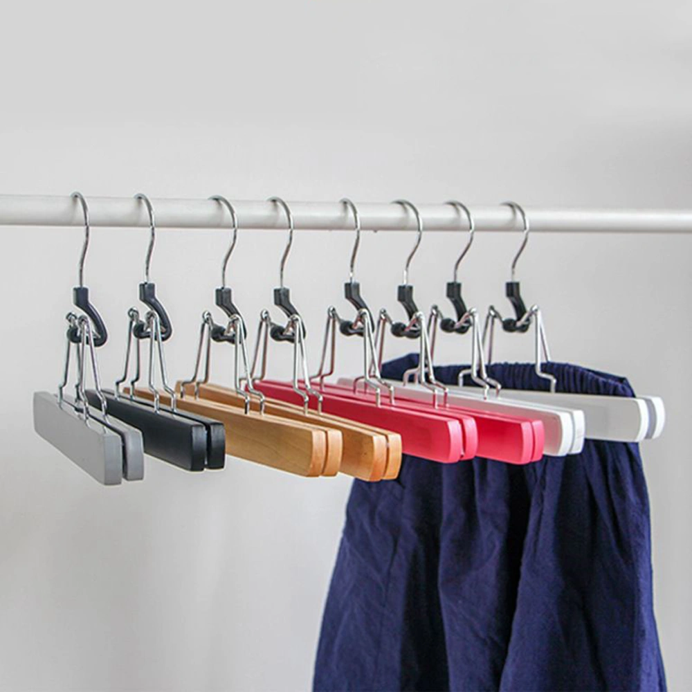 Clamp Hanger Wear-resistant Non-slip Load Bearing Natural Wooden Pants Skirt Hanger for Home