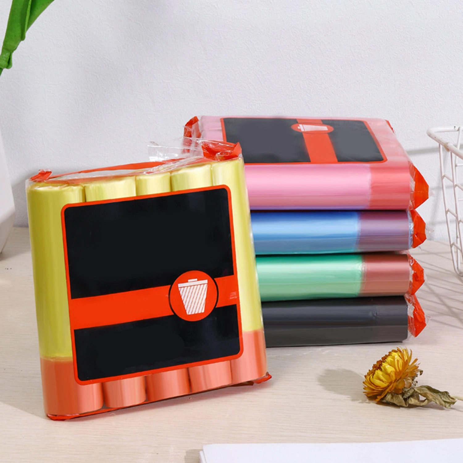 5 Roll Garbage Bag Disposable Drawstring Portable Cleaning Big Plastic Waste Bag Home Supplies
