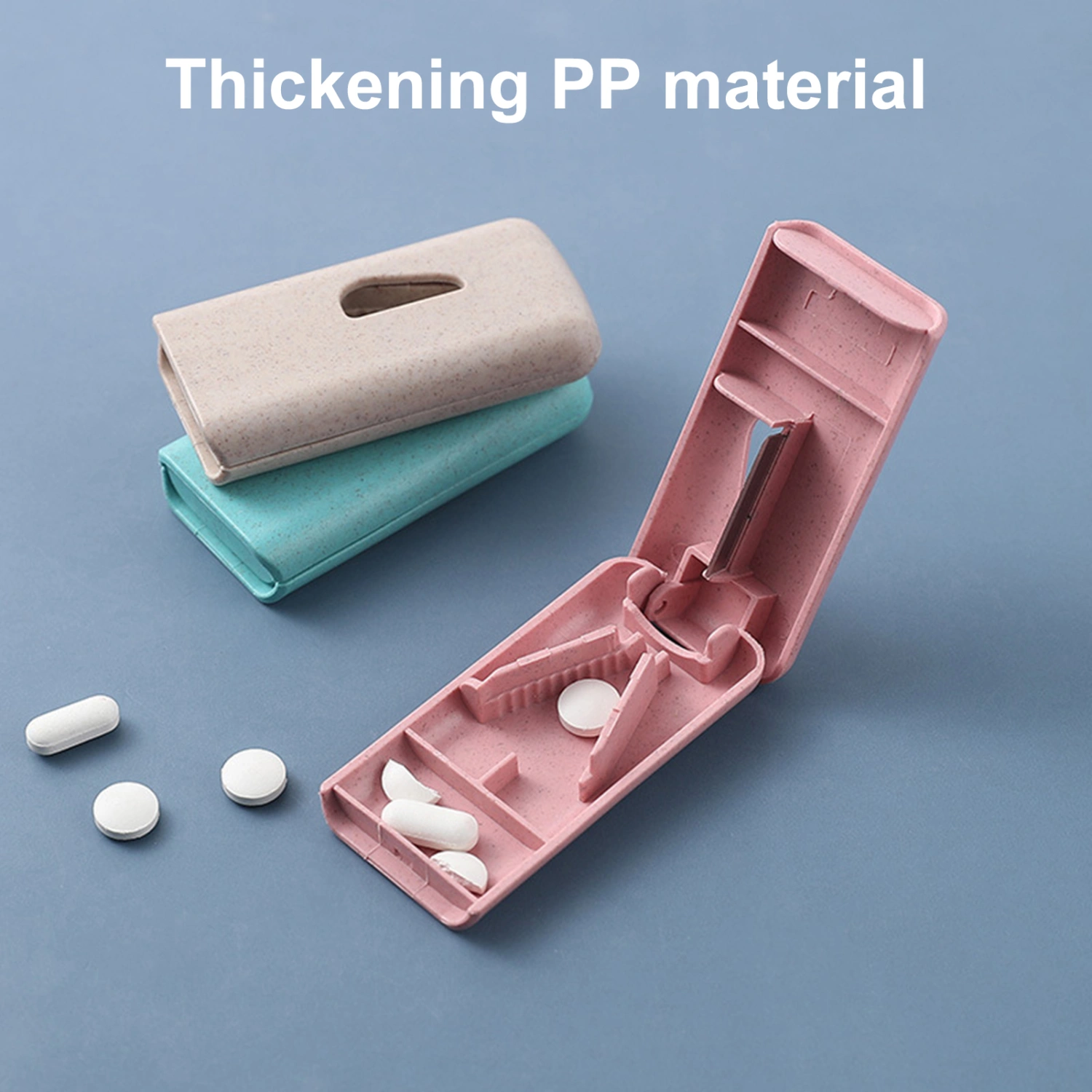 Pills Splitter 2 in 1 Function Anti-slip Portable Tablet Pill Cutter Divider for Outdoor