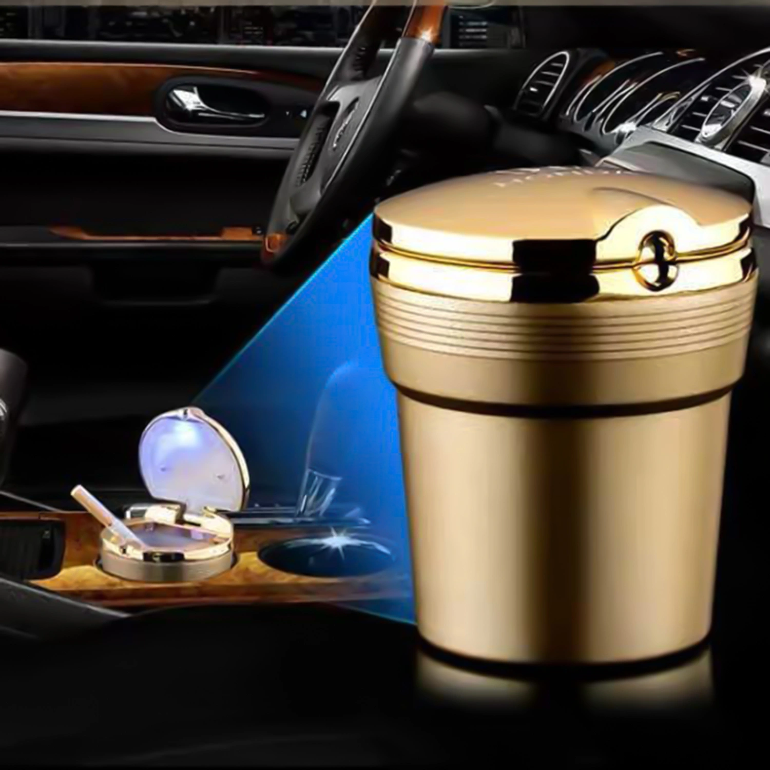Decorative Car Ashtrays Multi-purpose Plastic Easy to Clean LED Ash Storage Tray for Living Room