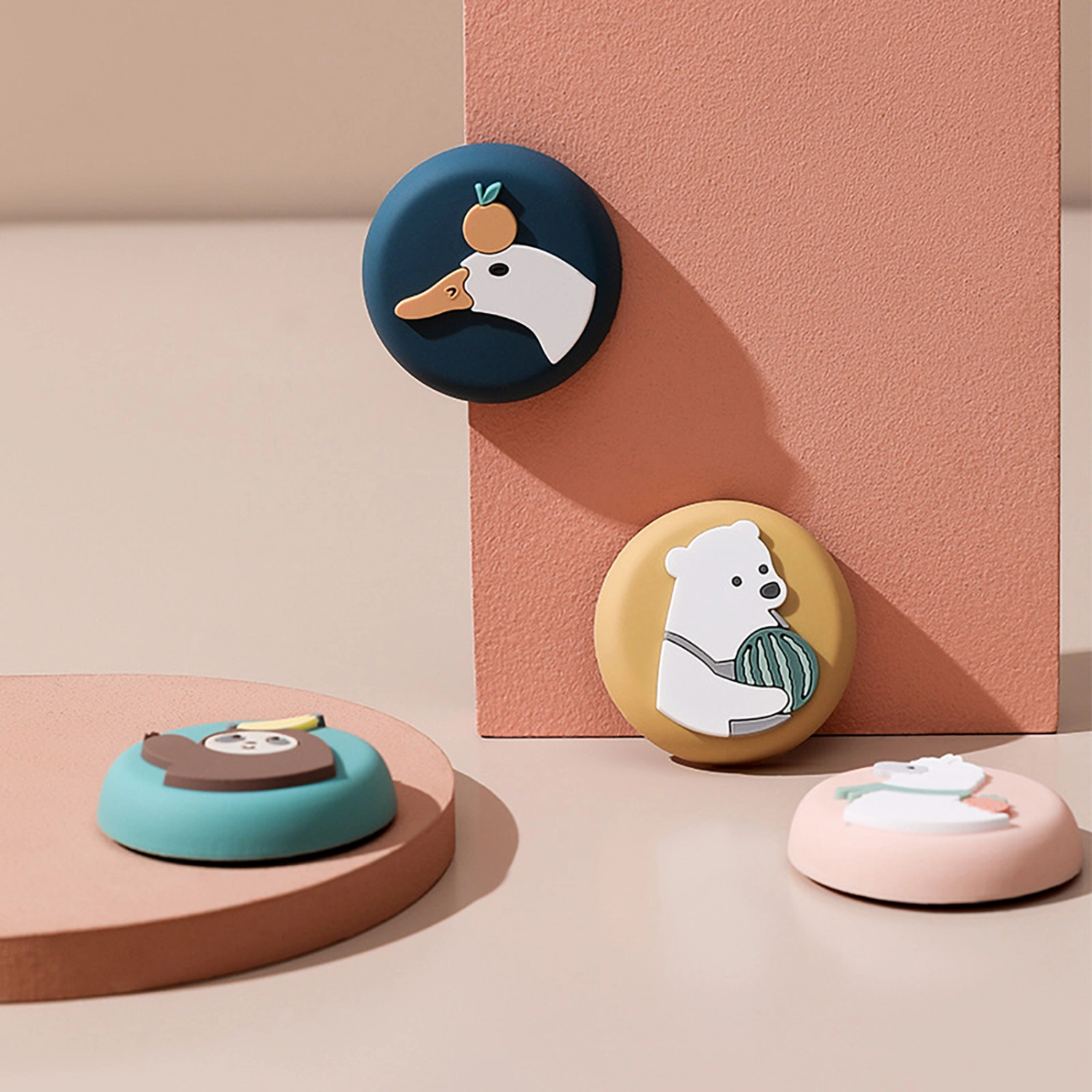 2Pcs Cartoon Door Stopper Safety Shock Absorption Protection Cute Mute Door Handle Bumper Security Wall Protector Household Supplies