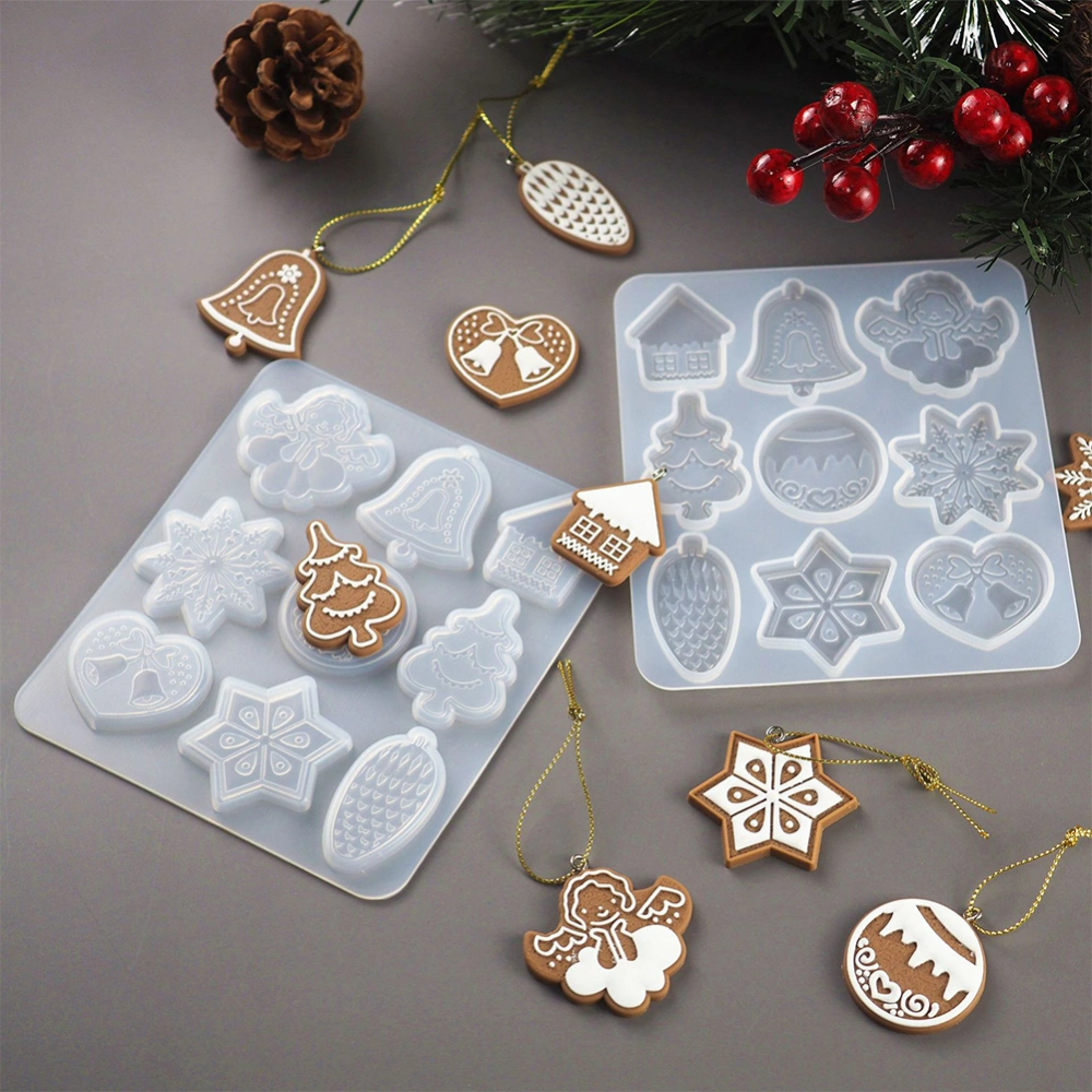 Christmas Tree Snowflake Elk Keychain Resin Mould Ornament Making Silicone Mold