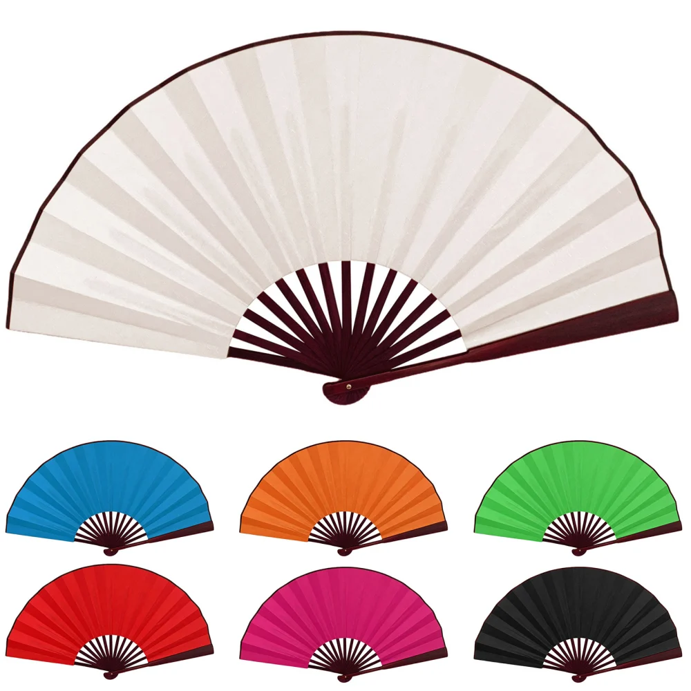 Folding Fan Smooth Opening Solid Color Decorative Bamboo Frame 10 Inches Chinese Style Handheld DIY Blank Fan Home Decor