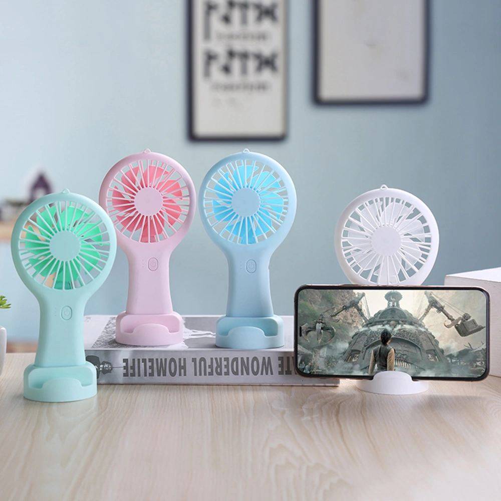 1 Set Handheld USB Fan Ultra-Quiet Rechargeable Compact Size One-Key Start Adjustable Cooling Energy-saving Summer USB Mini Fan with Base Set for Student