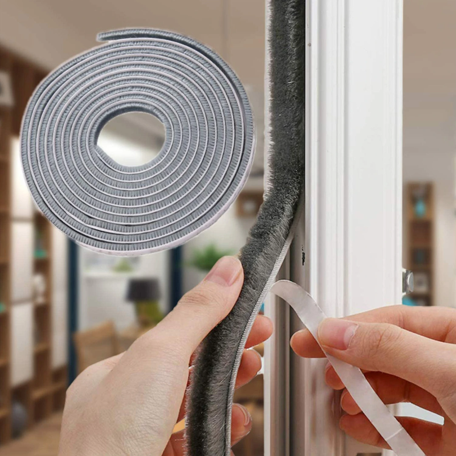 Windshield Strip Mute Strong Sealing Good Stickiness Anti-collision Anti-Static Windproof Fiber Door Window Sealing Strip Household Accessories