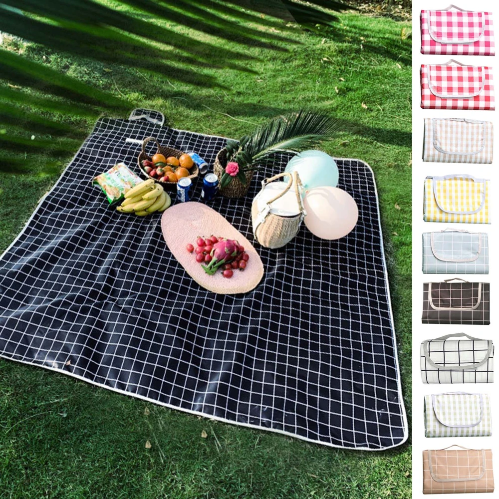 Picnic Mat with Handle Foldable Quick Drying Non-stick Sand Tear-Resistance Stain-proof Waterproof Picnic Cushion Outdoor Supply