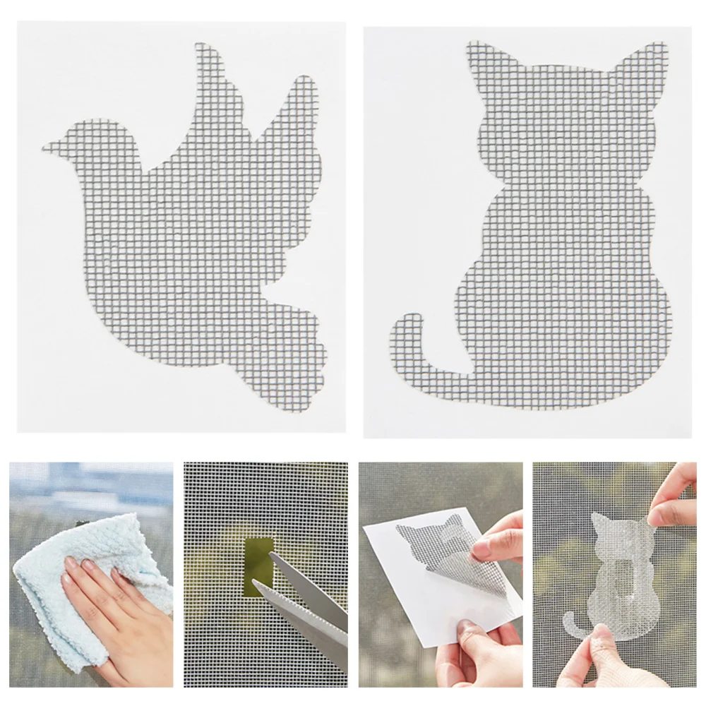 10Pcs Window Screen Patch Cartoon Strong Stickness Cute Cat Shape Fly Net Repairing Adhesive Sticker Home Decor