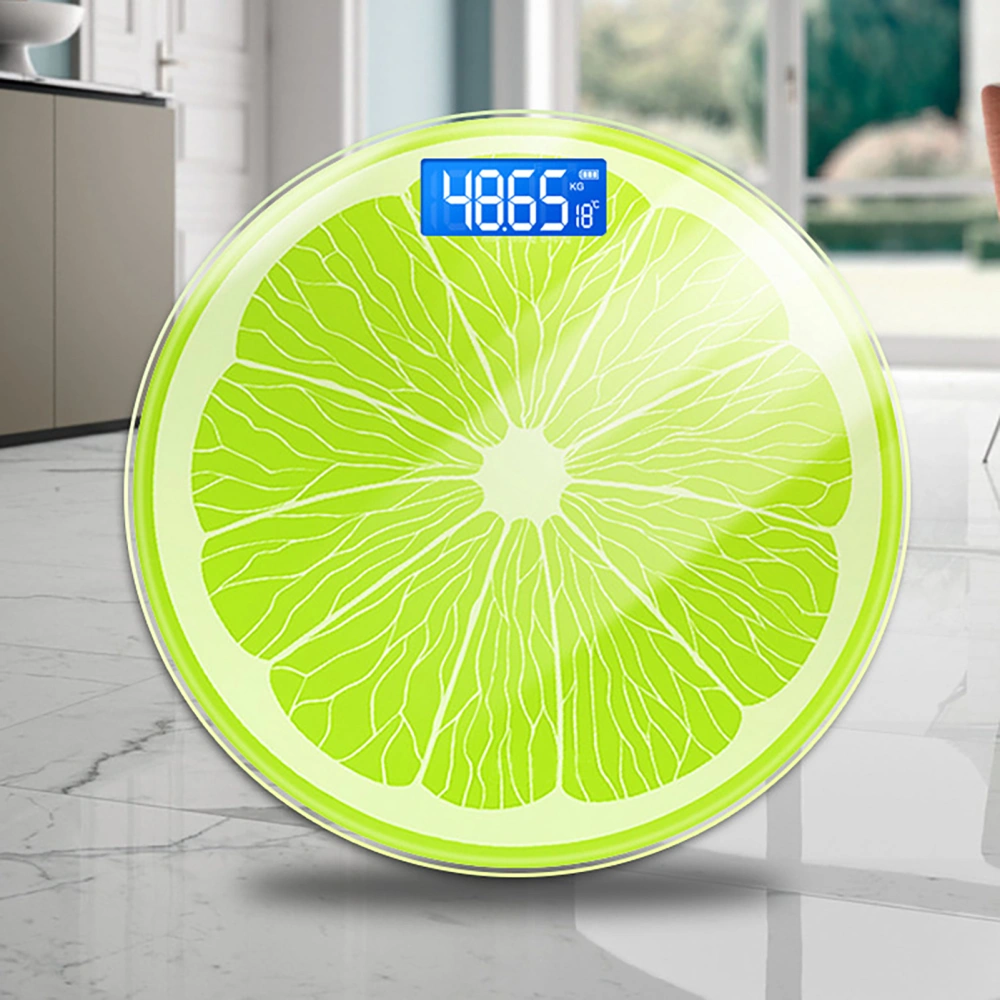 Digital Weight Scale Gravity Sensor Temperature Display LCD Nigh Vision Screen Lemon Shape Round Household Weighing Balance for Home