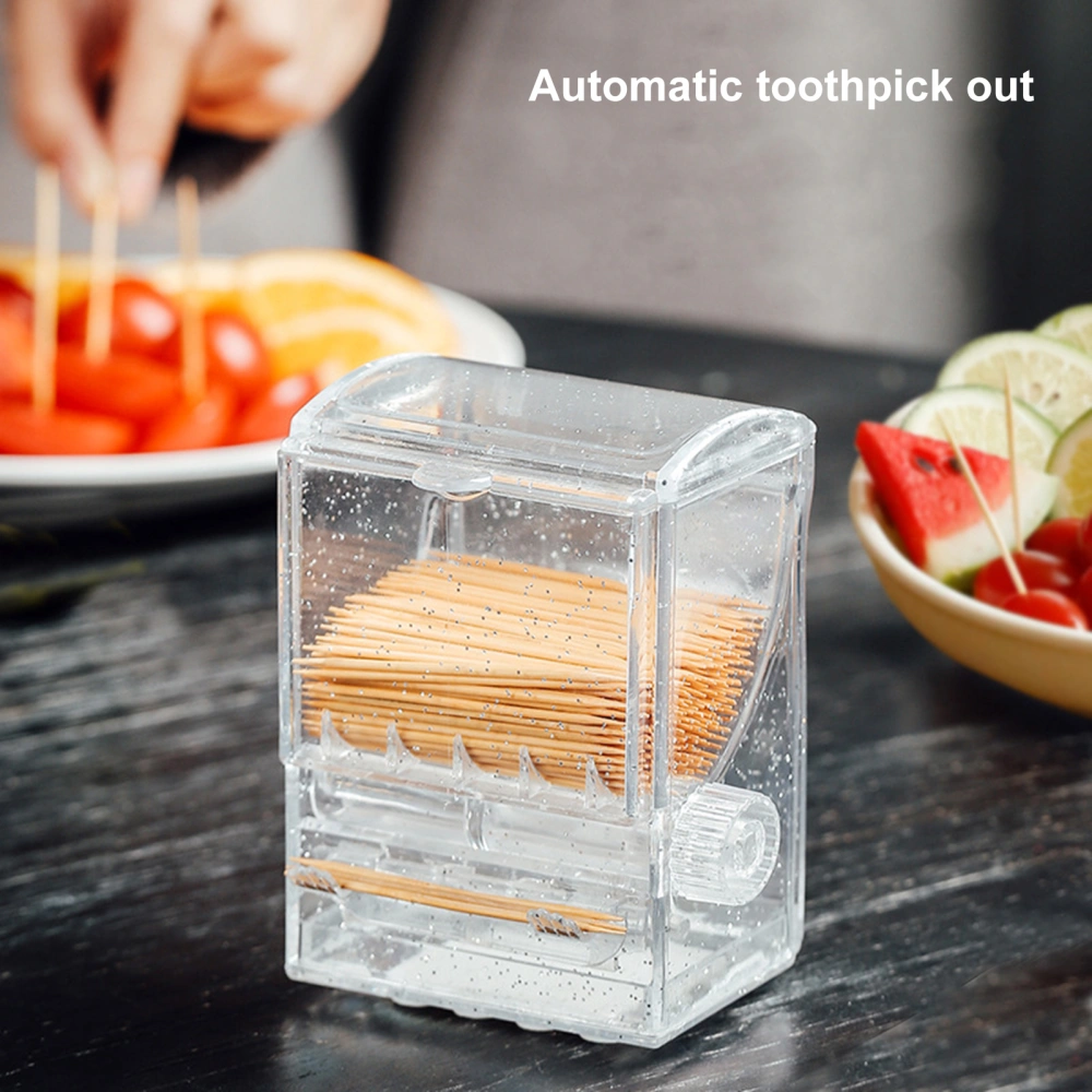 Toothpick Holder Rotary Discharge Knob Switch Easy Access Sucker Base Dustproof Transparent Visual Toothpick Box Kitchen Gadget