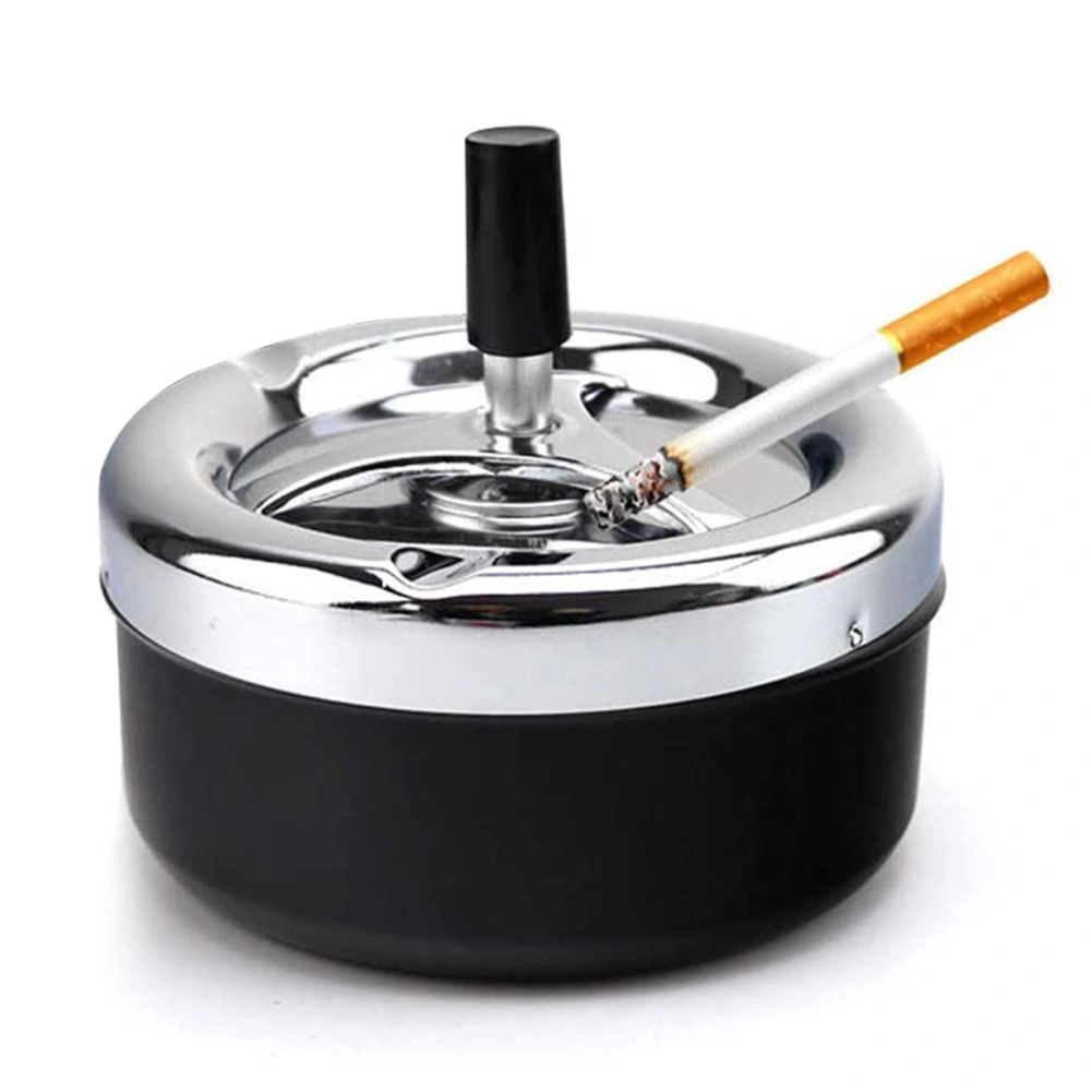 Cigarette Ashtray with Spinning Tray Anti-deformed Metal Clear Texture Ash Storage Tray for Living Room