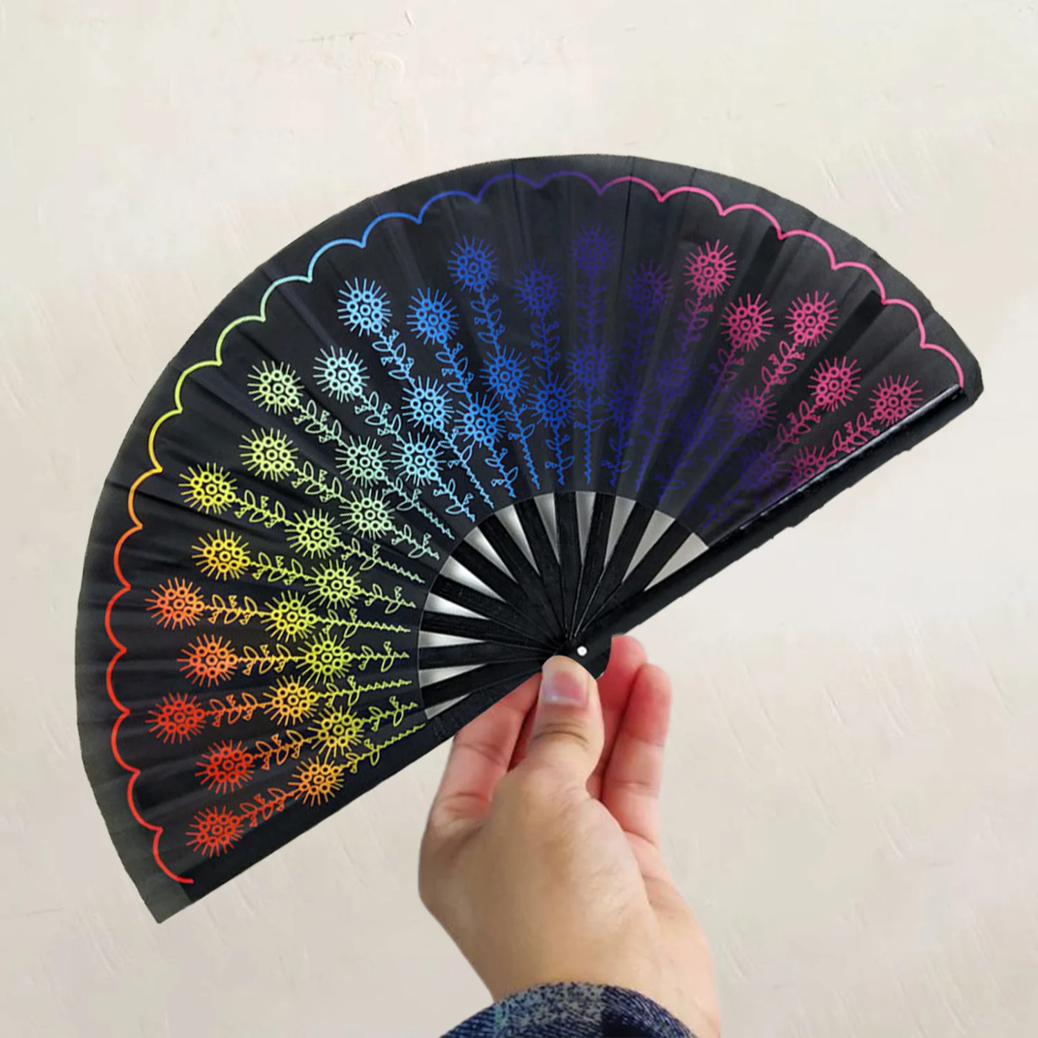 Folding Fan Floral Leopard Starry Sky Print Dance Fan Stylish Handheld Fan for Parties Festivals Performance 