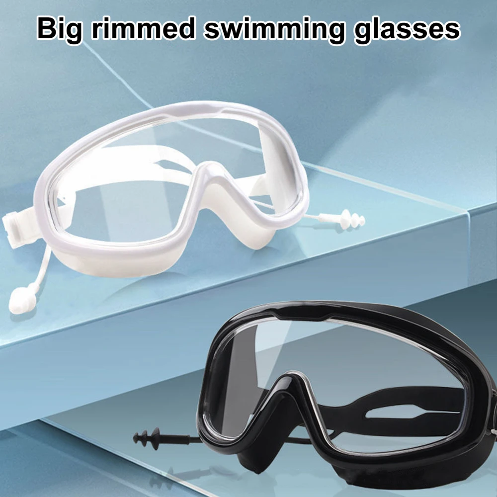 1 Set Swimming Goggles Panoramic View Free Adjustment Waterproof HD-compatible Anti-fog Large Frame Swimming Glasses Pool Accessory