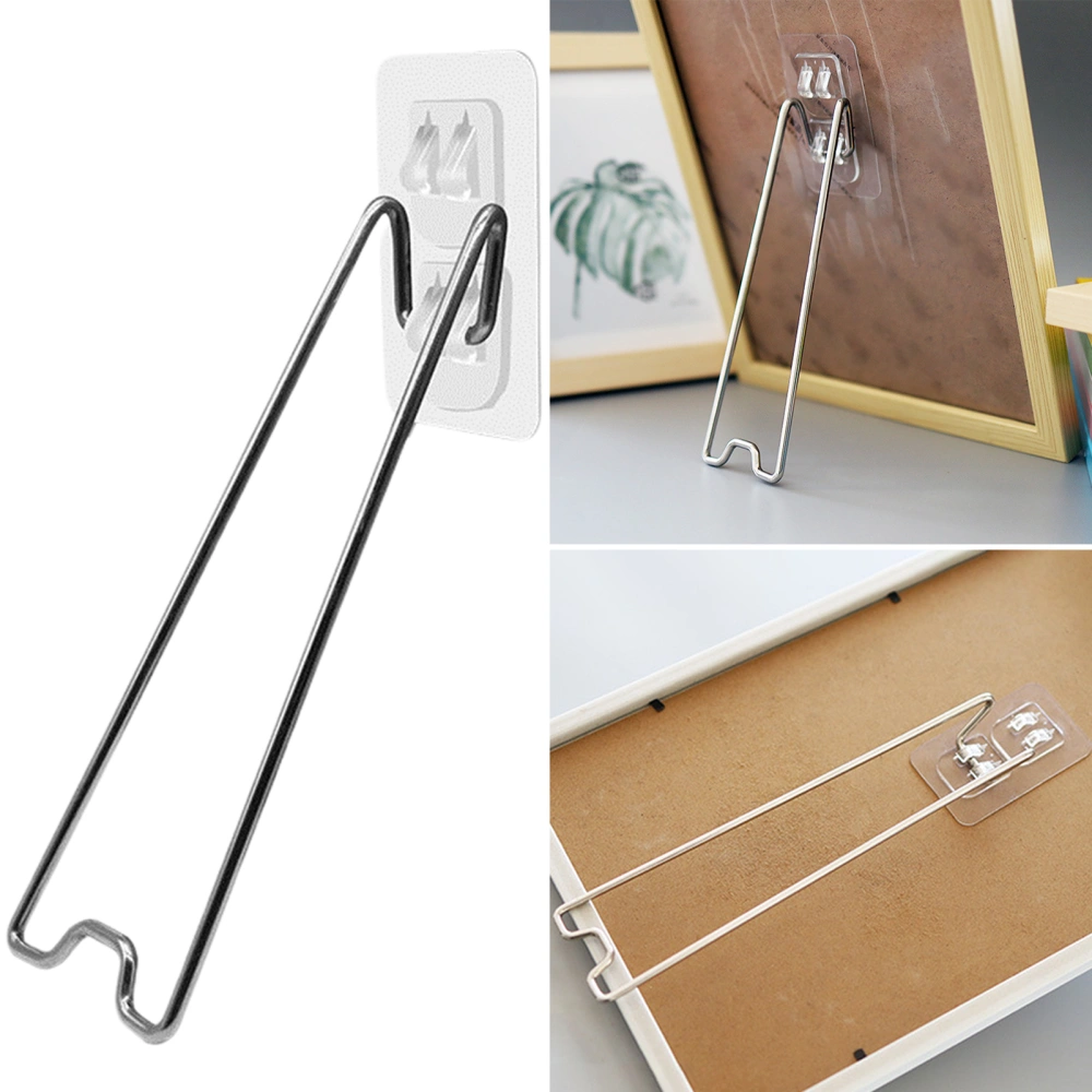 1 Set Photo Frame Stand Strong Load Bearing Dual Slot Design Adhesive Backing No Trace Foldable Picture Frame Stand Home Supply