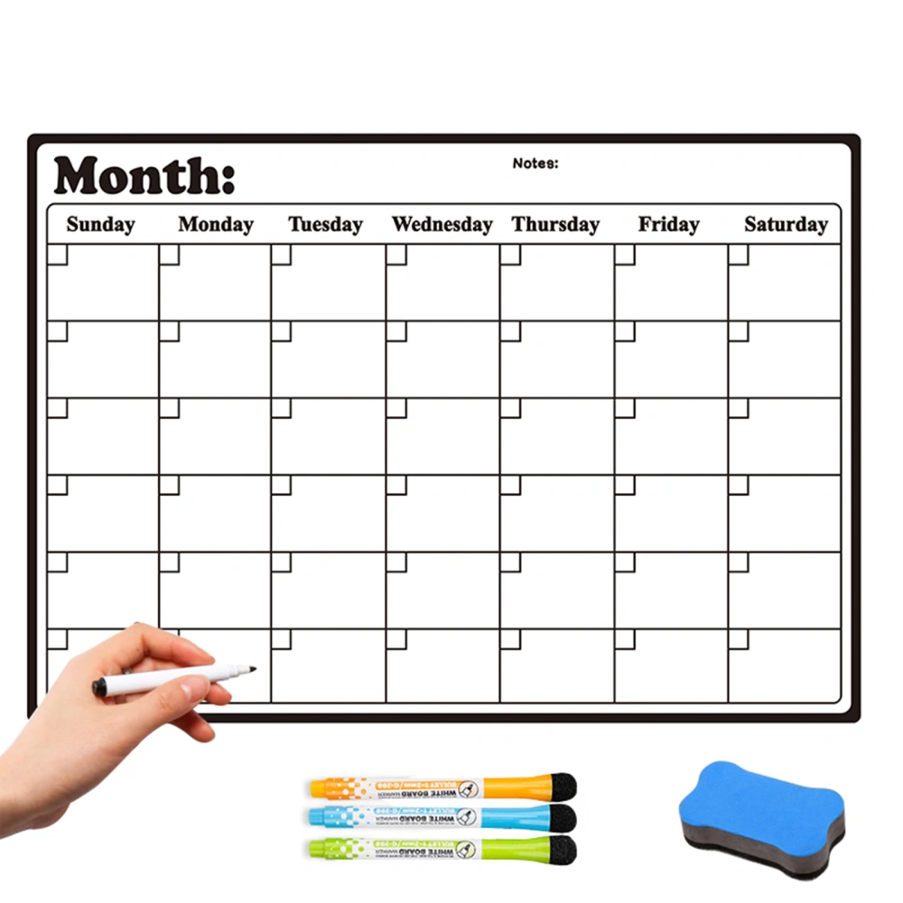 Magnetic Fridge Calendar Whiteboard with Dry-erase Marker Erasable Reusable Refrigerator Weekly Planner Sticker Magnet for Kitchen