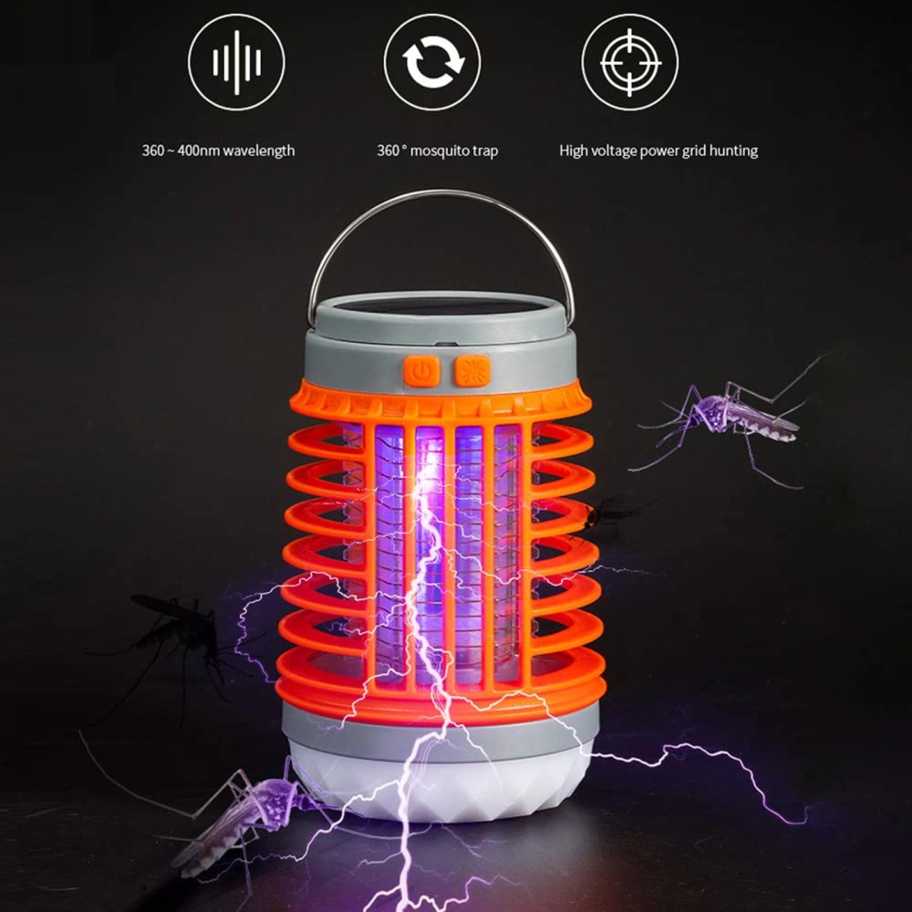 Solar USB Electric Fly Zapper Lamp Portable Indoor/Outdoor Pet Family Friendly Silent Chemical-Free LED UV Fly Trap