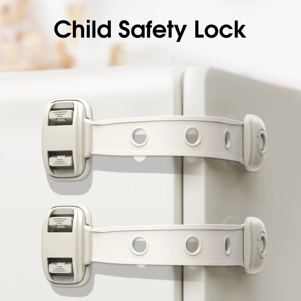 Baby Proof Cabinet Lock Self-Adhesive Length Adjustable 90 Degree Rotatable Plastic Children Proofing Fridge Oven Door Strap Safety Lock Household Supplies