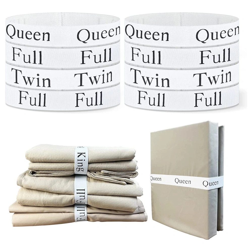 4Pcs Elastic Band King/Queen/Full/Twin Printing Bed Sheet Organizer Bands Quilt Blanket Storage Straps Label Bandage Band for Bedding